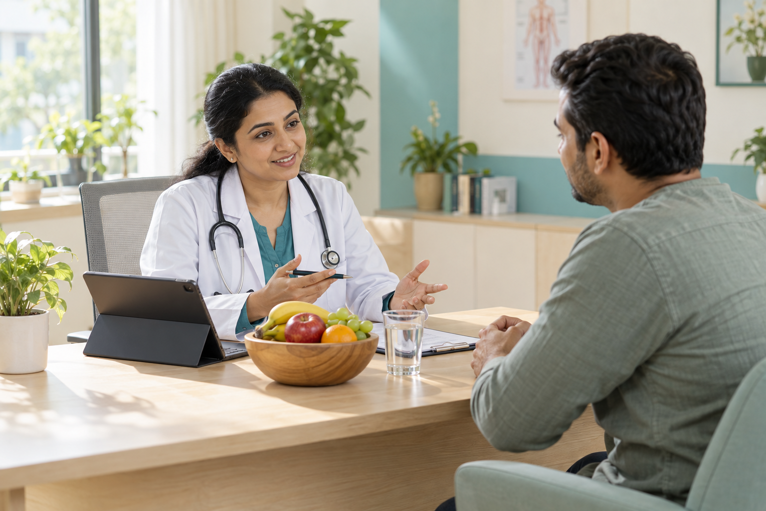 Clinician discussing healthy habits with a patient